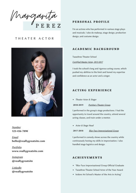 Example of resume with profile photos usage by Joanna Zydel Photography